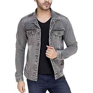 แจ็คเก็ตยีนส์ผู้ชาย OEM ปี 2024 แบบสั่งทำพิเศษ ลุคขาดๆ ซักแบบวินเทจ  เสื้อโค้ทยีนส์เรียบง่ายทันสมัย บุด้วยวัสดุขนเป็ด สภาพใหม่ - Product Image 4