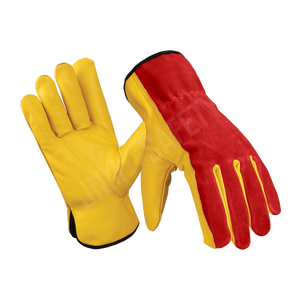 Guantes de seguridad de cuero de vaca de grano de cabra de Pakistán resistentes al fuego antivibración para conducir trabajo soldadura jardinería - Product Image 2