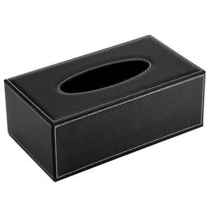 Porte-mouchoirs en bois MDF et cuir pour table - Product Image 1