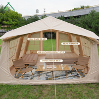 Grande tente gonflable portable et étanche de 13,68 m² pour le camping familial en extérieur, 3-4 personnes, quatre saisons, une chambre, un salon