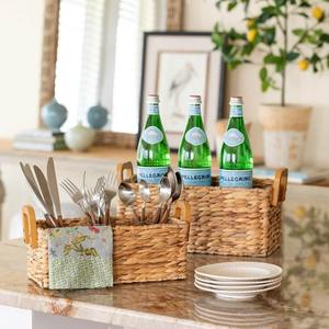 Ensemble de 2 paniers de rangement rectangulaires en jacinthe d'eau tissée, panier de rangement fait à la main, vente en gros, écologique, fabriqué au Vietnam - Product Image 2