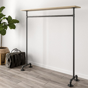 Porte-manteau moderne de style industriel KTD68008 avec dessus en bois et pieds en tuyau pour la maison ou la chambre - Product Image 2