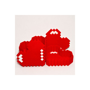 Juego de 2 Cajas de Almacenamiento de Joyas de Plástico Rojo Moderinna Pixel con Forma de Corazón, Diseño Multifuncional y que Ahorra Espacio - Product Image 4