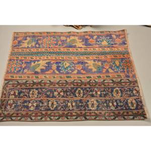 Vintage Turkish Rug Ethnic Blue Beige 3.1x3.9ft Classic Patchwork Design Flat Weave Wool for Living Room Decorations - Product Image 3