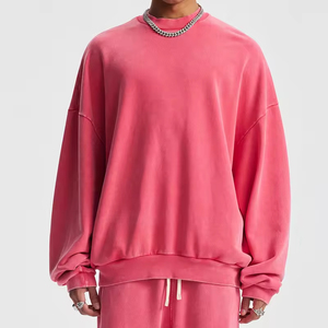 Sudadera Personalizada de Felpa Francesa 100% Algodón de 400 g/m² para Hombre, Estilo Vintage con Lavado Ácido, Bordada, Lisa, Cuello Redondo, Unisex - Product Image 4