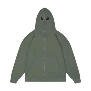 OEM personalizado 440 gramos doble capucha Streetwear Ninja máscara adolescentes otoño estampado largo de gran tamaño peso pesado pasamontañas Sudadera con capucha - Product Image 3