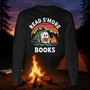 T-Shirt a Maniche Lunghe per Amanti dei Libri con Design 'S'more Books' per Lettori Accattivati - Maglietta Promozionale - Product Image 3