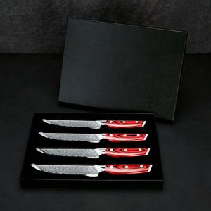Juego de 4 Cuchillos para Carne de Primera Calidad de 5 Pulgadas, Acero de 67 Capas con Mango Rojo VG10 para Pan y Cocina - Product Image 3