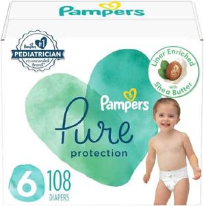 Pampers Pure Protection Hypoallergénique Premium Jetable 6 XXL Fourniture d'un mois (108 pièces) Couches en coton imprimé pour bébé - Product Image 4