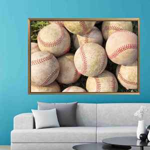 Elegante póster de béisbol en lienzo, decoración de pared moderna para habitación de niño, obra de arte impresa en plano plano, 1P: con marco dorado - Product Image 1