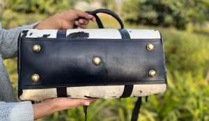 Cowhide Fur Luggage <b>Bag</b> Stylish Travel <b>Bag</b> Sport Weekender <b>Duffel</b> <b>Bag</b> 16 Inch - Product Image 4