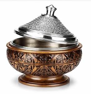 Casserole en bois écologique de luxe avec couvercle en acier inoxydable, design arabe sculpté à la main, tous les types de cuisinières, lavage à la main uniquement - Product Image 4