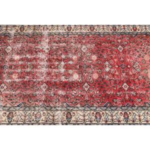 Alfombra de área de lana turca Vintage 3,7X6,7 pies rojo blanco estilo clásico diseño de retazos tejido plano decoraciones para sala de estar látex - Product Image 5