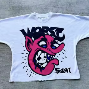 OEM Dtg impresión personalizada diseñada 300gsm cuello simulado Camiseta 100% algodón peso pesado de gran tamaño Boxy camiseta - Product Image 1