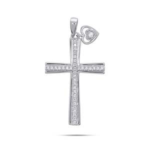 Round Diamond Heart And Cross Design Pendant - Product Image 2