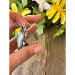 Alex Sanchez Natural Royston Turquoise Sterling <b>Silver</b> Bezel Set <b>Adjustable</b> <b>Ring</b> - Product Image 5