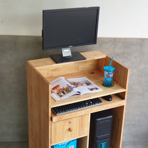 COD68056 Rubber Wood <b>Computer</b> Desk with Shelves 74x50cm Laptop Table for Bedroom Living Room <b>Office</b> Desk with Storage Features - Product Image 5