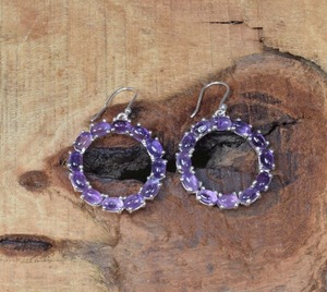 ต่างหูแบบห้อยอัญมณีอเมทิสต์ต่างหู925เงินแท้ต่างหูดีไซน์สำหรับผู้หญิงและเด็กผู้หญิง - Product Image 3