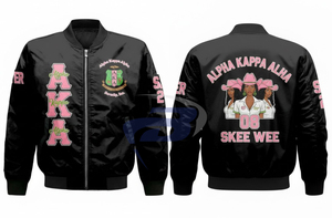 Alfa |   Kapa |   Chaqueta Universitaria Alpha Sorority con Diseño de Letras Griegas SKEEWEE, Estampado, Invierno, Transpirable, Resistente al Viento - Product Image 3