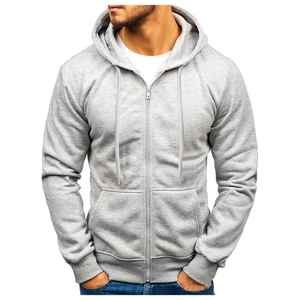 Sudadera informal de invierno para hombre, Sudadera con capucha, abrigo acolchado de felpa francesa de alta calidad, cremallera bordada, diseño sólido siguiente - Product Image 2