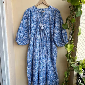 Robe bohème maxi en coton à fleurs robe imprimée main bloc - Product Image 1