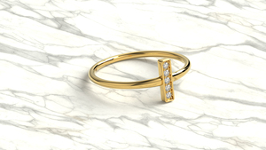 Luxury 18K Gold Vertical <b>Bar</b> Round Diamond Ring For Women Stacking Ring Anniversary Promise Gift Fine Jewelry For Women - Product Image 3