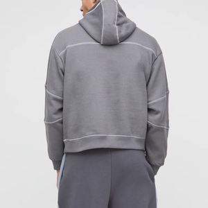 Sweat à capuche pour homme de haute qualité, 100% coton, épais, hiver, fermeture éclair quart de tour, impression numérique personnalisée du logo, surdimensionné, style hip-hop - Product Image 3