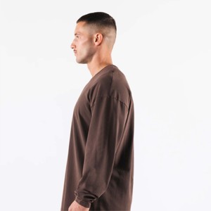 "T-shirt à manches longues et col rond 100% coton personnalisé de haute qualité: T-shirt pour homme vierge 230gsm" - Product Image 3