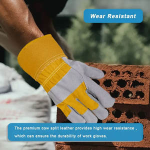 Gants de travail de sécurité en cuir pleine fleur avec écran tactile, conception à double paume, thermiques et respirants pour la conduite - Product Image 4