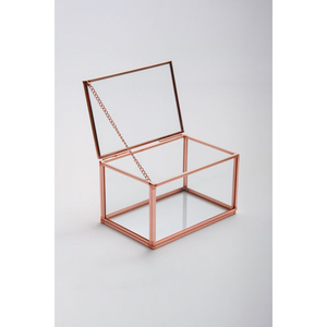 Boîte en verre vintage dorée artisanale, boîte à souvenirs transparente, organisateur de bijoux et vitrine décorative, boîte en verre transparent et en laiton - Product Image 4