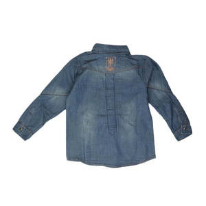 Camisa de Mezclilla de Manga Larga para Niños - Azul - Product Image 2