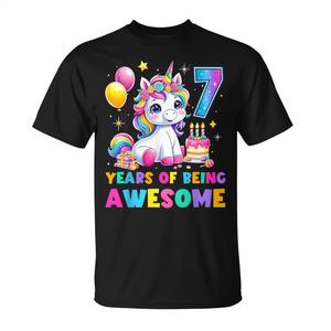 Camiseta de Unicornio para Niñas de 7 Años, Personalizada, Promocional, para Cumpleaños - Product Image 2