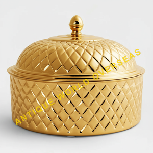 หม้ออุ่นอาหารสองสี ทอง-เงิน พรีเมียม ลายเพชร ผ้าคลุมสแตนเลสขัดเงา - Product Image 2