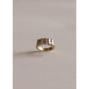 Anillo Vintage de Oro Sólido de 14k con Diamantes de Corte Brillante de 0.48ctw, Patrón Geométrico, Engaste Invisible, Chapado en Oro Puro, Unisex, para Uso Diario - Product Image 5