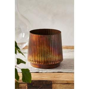 Vases à fleurs en métal galvanisé côtelé en gros, plaqués cuivre, pots de jardin décoratifs personnalisés pour l'extérieur/l'intérieur - Product Image 1