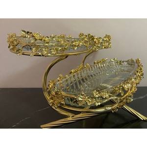 Casserole de service en métal et verre poli doré à motif de fleurs, meilleure vente de pots uniques faits à la main élégants de luxe - Product Image 1