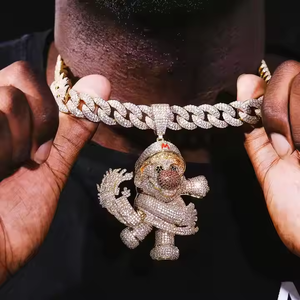 Collar Personalizado con Colgante de Dibujos Animados de 3 Pulgadas, Chapado en Plata 925, Collar Único con Piedras, Regalo Personalizado para Él, Compromiso, Boda, Fiesta - Product Image 6