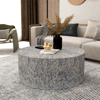 Table basse ronde en nacre haut de gamme fabriquée à la main table basse de luxe en gros meubles de maison du Vietnam