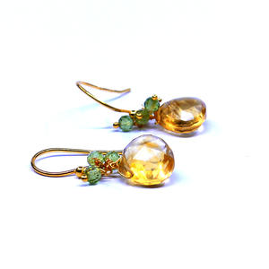 Everyday Wear 925 Sterling Silver Gold Plated Jewelry Citrine Peridot Gemstone Women Wear Earring Set - Product Image 4