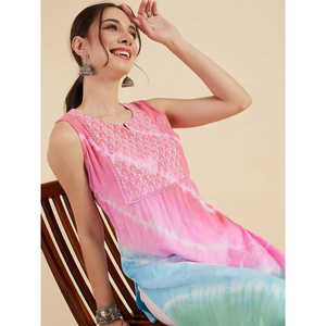 Kurta Recta Rosa con Estampado Tie-Dye, Blusa Modesta - Product Image 4