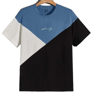 ผู้ชายสั้นครึ่งแขนบล็อกสีด้านบนสบายๆแห้งเร็วเสื้อผ้าระบายอากาศเสื้อทีเสื้อยืดถนนสวมใส่สําหรับผู้ชาย - Product Image 1