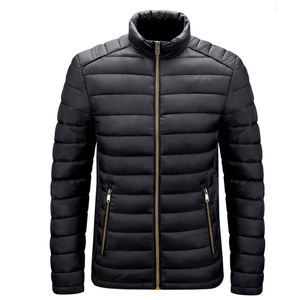 Chaqueta Acolchada Borgoña para Hombre, Cuello Alto, Cierre de Cremallera, Resistente al Viento, Informal, para Invierno, Corte Regular, Ajuste Delgado, Relleno de Poliéster - Product Image 4