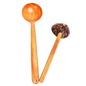 Cuchara para servir de madera de Neem única hecha a mano y 1 Juego de espátula de coco Utensilios de madera de Neem reales hechos en la India - Product Image 3