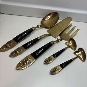 Cubiertos de acero inoxidable chapados en Color dorado con mango de diseñador, cubiertos utilizados para el hogar, boda, café, juego de 5 productos de nuevo diseño - Product Image 1