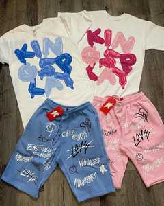 Conjuntos cortos para hombre, conjunto corto de dos piezas, pantalones cortos para hombre, camiseta informal de calle, camiseta de 2 piezas, conjuntos para hombre, Color de contraste personalizado - Product Image 2