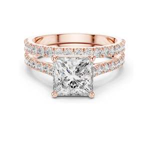 Conjunto de Anillos de Boda con Diamante de Laboratorio Corte Princesa de 2.46 CT, Claridad VVS-VS EF, Oro de 18KT/14KT/10KT, Plata 925, Oro Rosa/Amarillo/Blanco - Product Image 3