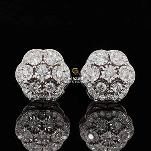 ต่างหูสตั๊ดคุณภาพสูงทำด้วยเพชร925สีเงินสเตอร์ลิงและเจียระไนในห้องทดลองที่สวยงามมีความชัดเจนระดับ VVS - Product Image 2