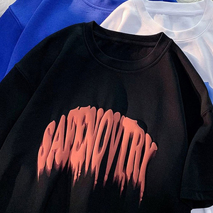 T-shirts imprimés bouffants 3D graphiques 100% coton blanc uni coupe ample T-Shirt imprimé bouffé lourd de haute qualité pour hommes - Product Image 3