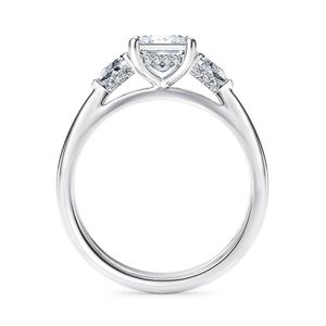 แหวนหมั้นเพชรสำหรับเจ้าหญิงและลูกแพร์ตัดสามชิ้นในห้องปฏิบัติการทองคำขาว - Product Image 2