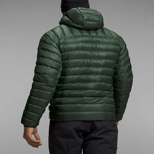 Veste d'hiver en duvet pour homme de haute qualité avec logo personnalisé, capuche, manteau matelassé noir, tissu en toile, nouveau streetwear, logo positionné à l'avant - Product Image 4